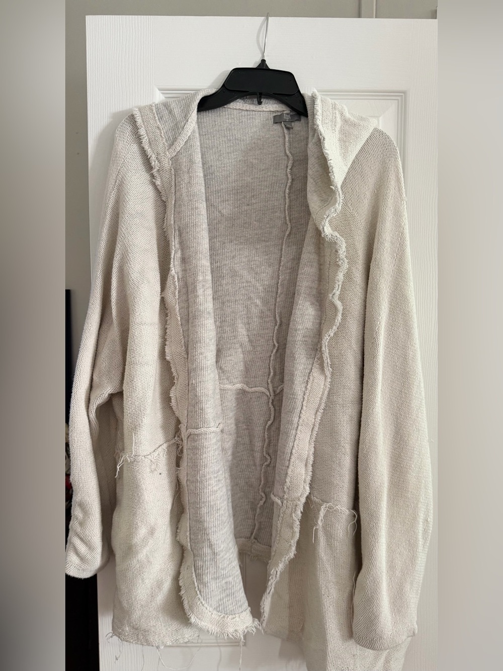 Plus size 3x True Craft Hooded Open-Front Cardigan - Cream